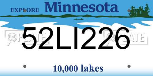 52LI226 Minnesota License Plate