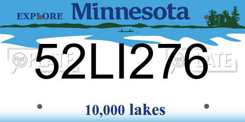 52LI276 Minnesota License Plate