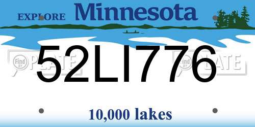 52LI776 Minnesota License Plate