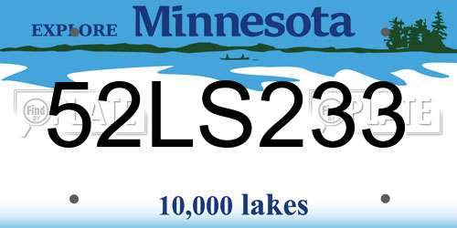 52LS233 Minnesota License Plate