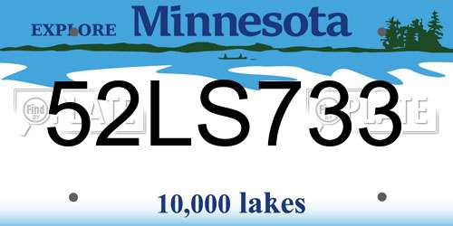 52LS733 Minnesota License Plate