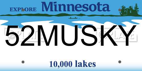 52MUSKY Minnesota License Plate