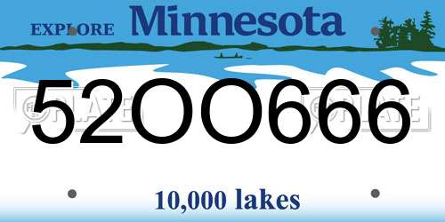 52OO666 Minnesota License Plate