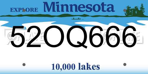 52OQ666 Minnesota License Plate
