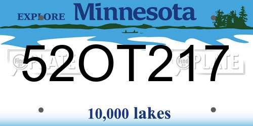 52OT217 Minnesota License Plate