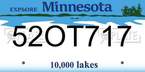 52OT717 Minnesota License Plate