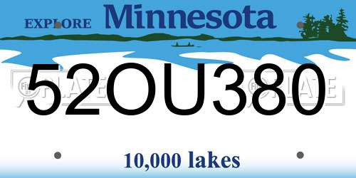 52OU380 Minnesota License Plate