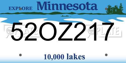 52OZ217 Minnesota License Plate