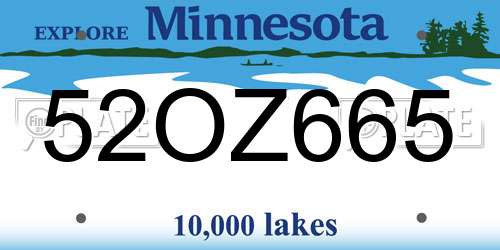 52OZ665 Minnesota License Plate