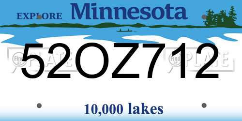 52OZ712 Minnesota License Plate