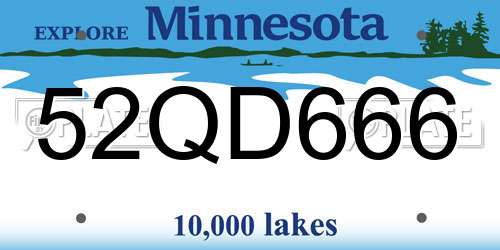 52QD666 Minnesota License Plate