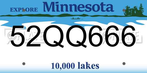52QQ666 Minnesota License Plate