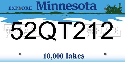 52QT212 Minnesota License Plate