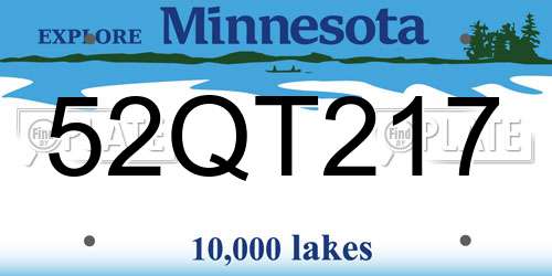 52QT217 Minnesota License Plate
