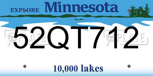 52QT712 Minnesota License Plate