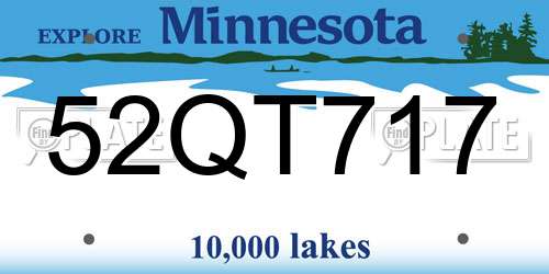 52QT717 Minnesota License Plate