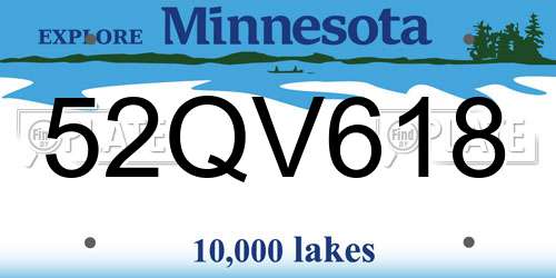 52QV618 Minnesota License Plate