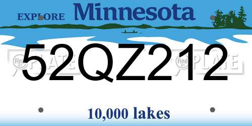 52QZ212 Minnesota License Plate
