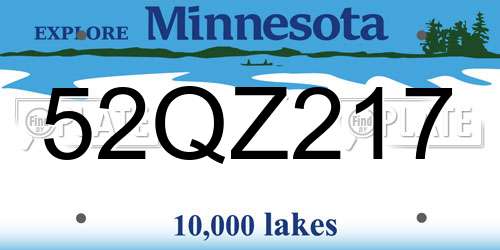 52QZ217 Minnesota License Plate