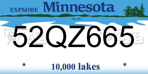 52QZ665 Minnesota License Plate