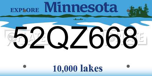 52QZ668 Minnesota License Plate