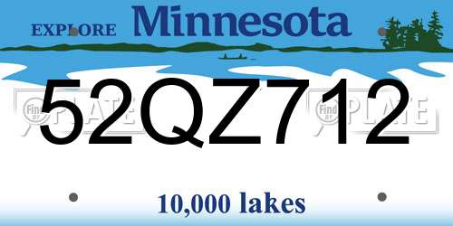 52QZ712 Minnesota License Plate