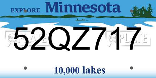 52QZ717 Minnesota License Plate