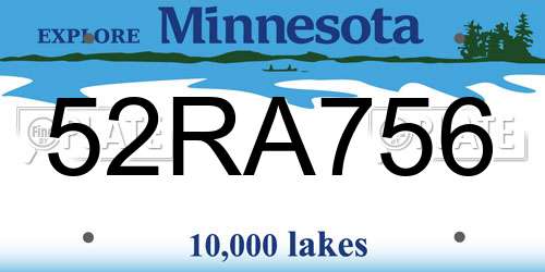 52RA756 Minnesota License Plate