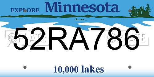 52RA786 Minnesota License Plate
