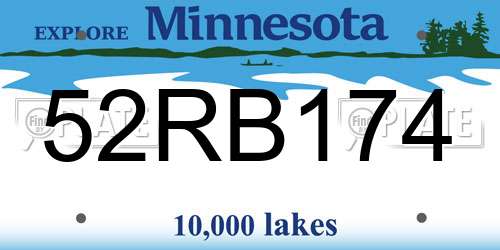 52RB174 Minnesota License Plate