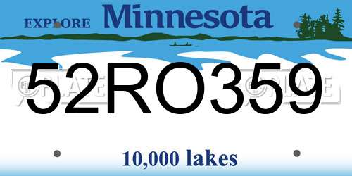 52RO359 Minnesota License Plate