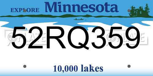 52RQ359 Minnesota License Plate