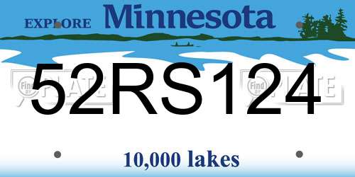 52RS124 Minnesota License Plate