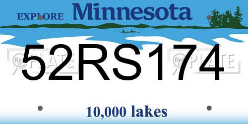 52RS174 Minnesota License Plate