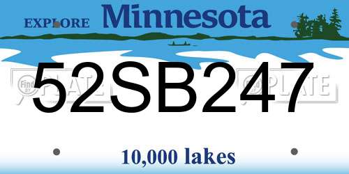52SB247 Minnesota License Plate