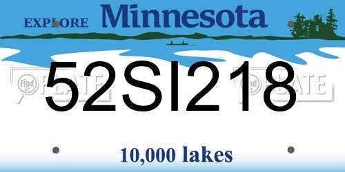 52SI218 Minnesota License Plate