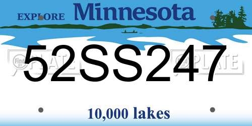 52SS247 Minnesota License Plate