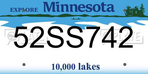 52SS742 Minnesota License Plate
