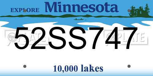 52SS747 Minnesota License Plate