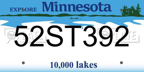 52ST392 Minnesota License Plate
