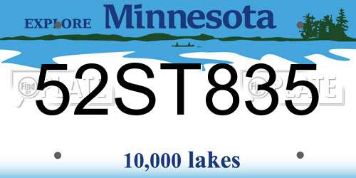 52ST835 Minnesota License Plate
