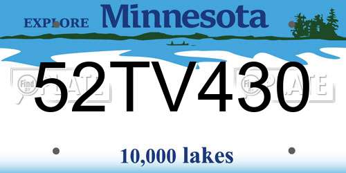 52TV430 Minnesota License Plate