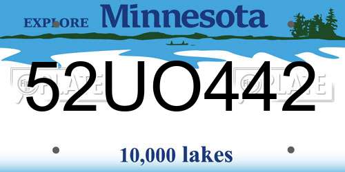 52UO442 Minnesota License Plate