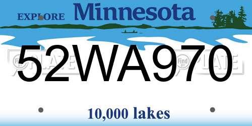52WA970 Minnesota License Plate