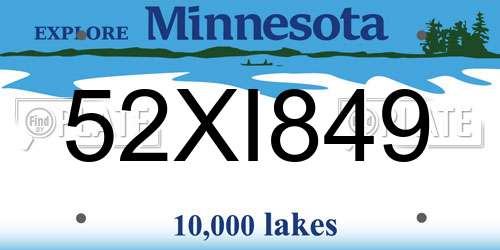 52XI849 Minnesota License Plate