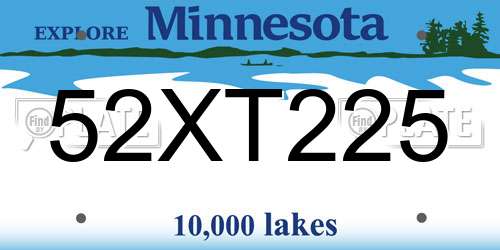 52XT225 Minnesota License Plate