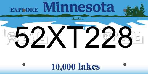 52XT228 Minnesota License Plate