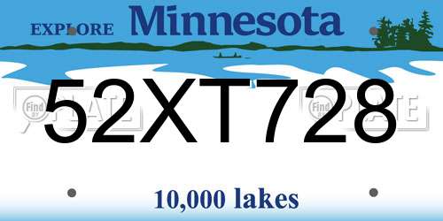 52XT728 Minnesota License Plate