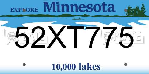 52XT775 Minnesota License Plate