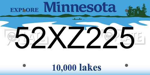 52XZ225 Minnesota License Plate